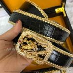 AAA Clone Stefano Ricci Gentlemen's Leather Belt - Yellow Gold Diamond Dragon Buckle